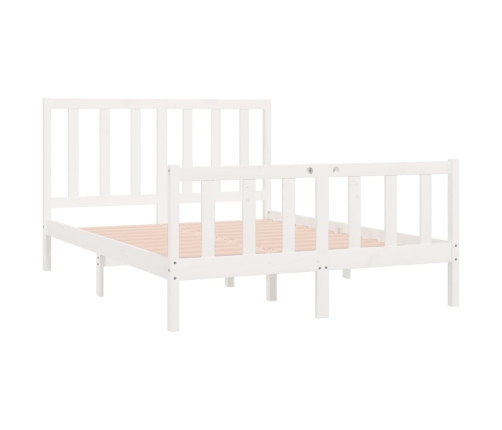 Estructura de cama de madera maciza blanca 140x190 cm