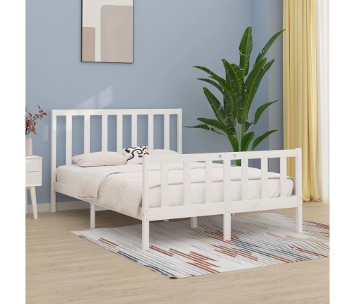 Estructura de cama de madera maciza blanca 140x190 cm