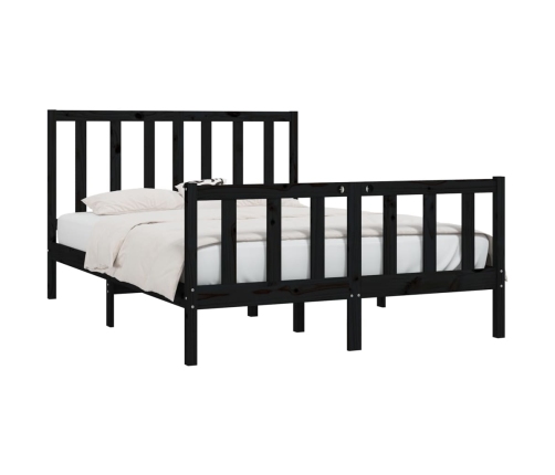 Estructura de cama de madera maciza negra 140x190 cm