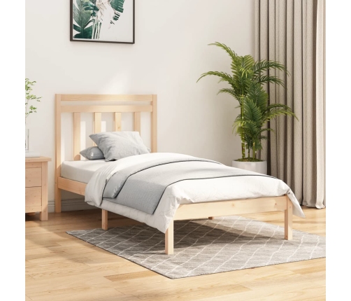 Estructura de cama madera maciza 75x190 cm