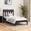 Estructura de cama madera maciza individual negra 75x190 cm