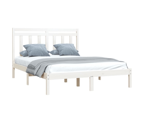 Estructura de cama doble pequeña madera maciza blanca 120x190cm