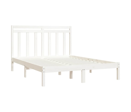 Estructura de cama doble pequeña madera maciza blanca 120x190cm