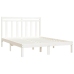 Estructura de cama doble pequeña madera maciza blanca 120x190cm