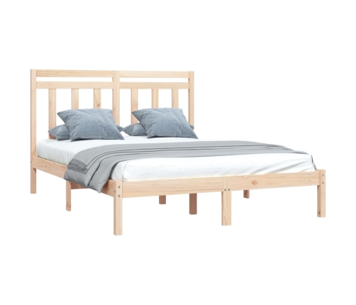 Estructura de cama de matrimonio madera maciza 135x190 cm