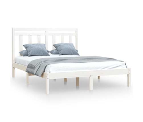 Estructura de cama de madera maciza blanca 135x190 cm