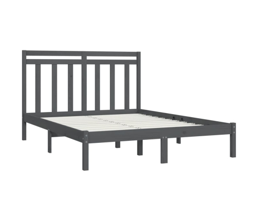 Estructura de cama madera maciza gris doble 135x190 cm