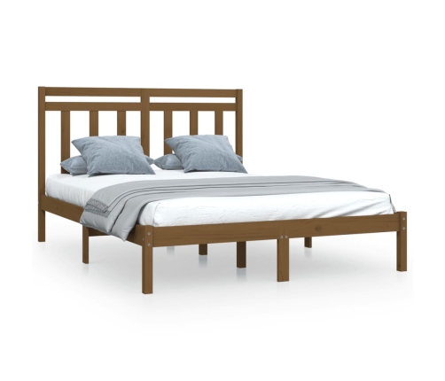 Estructura de cama madera maciza de pino marrón miel 120x200 cm