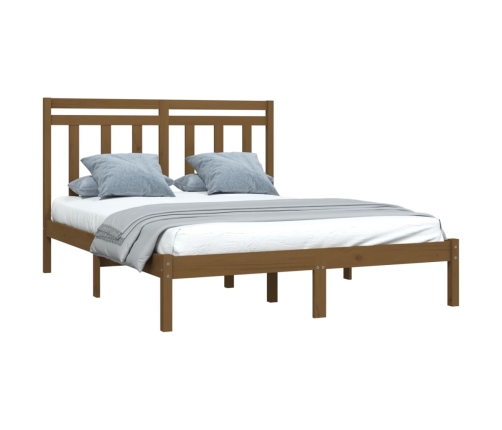 Estructura de cama madera maciza de pino marrón miel 120x200 cm