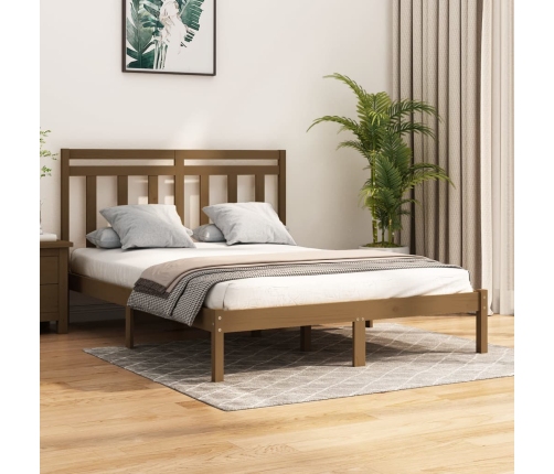 Estructura de cama madera maciza de pino marrón miel 120x200 cm