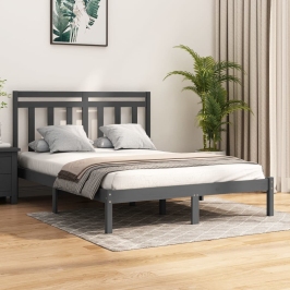 Estructura de cama madera maciza gris King Size 150x200 cm