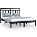 Estructura de cama madera maciza negra King Size 150x200 cm