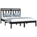 Estructura de cama madera maciza negra King Size 150x200 cm