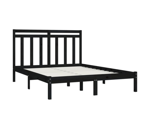 Estructura de cama madera maciza negra King Size 150x200 cm