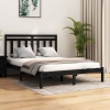 Estructura de cama madera maciza negra King Size 150x200 cm