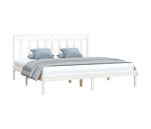 Estructura de cama madera maciza blanco Supe King 180x200 cm