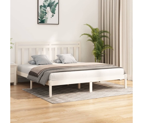 Estructura de cama madera maciza blanco Supe King 180x200 cm