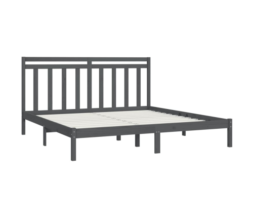 vidaXL Estructura de cama de matrimonio madera maciza gris 180x200 cm