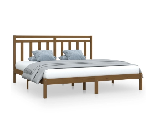 Estructura de cama madera maciza de pino marrón miel 200x200 cm