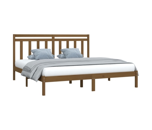 Estructura de cama madera maciza de pino marrón miel 200x200 cm