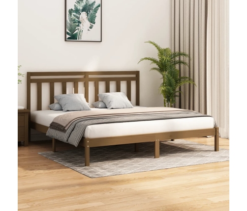 Estructura de cama madera maciza de pino marrón miel 200x200 cm