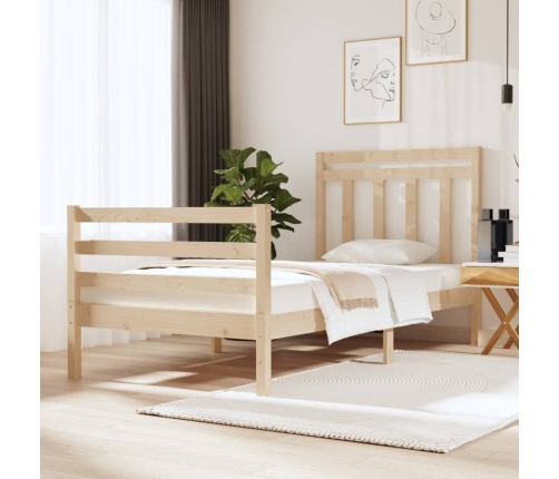 Estructura de cama madera maciza 75x190 cm