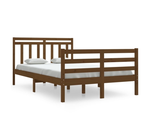 Estructura de cama doble madera maciza marrón miel 120x190 cm