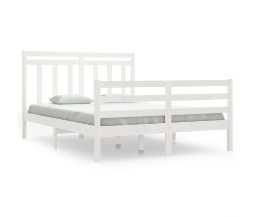 Estructura de cama de madera maciza blanca 135x190 cm