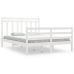 Estructura de cama de madera maciza blanca 135x190 cm