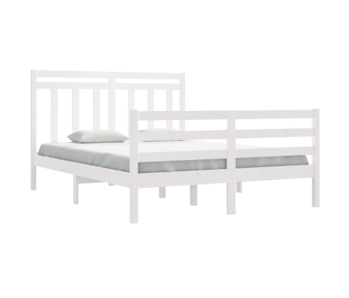 Estructura de cama de madera maciza blanca 135x190 cm