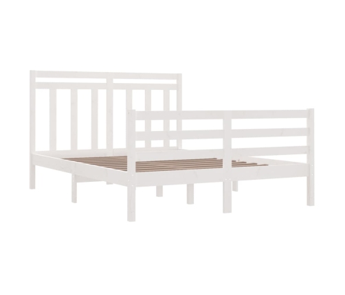 Estructura de cama de madera maciza blanca 135x190 cm