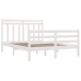 Estructura de cama de madera maciza blanca 135x190 cm