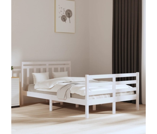 Estructura de cama de madera maciza blanca 135x190 cm