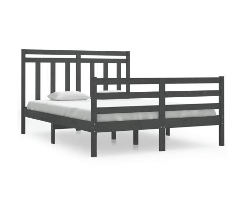 Estructura de cama madera maciza gris doble 135x190 cm