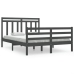 Estructura de cama madera maciza gris doble 135x190 cm