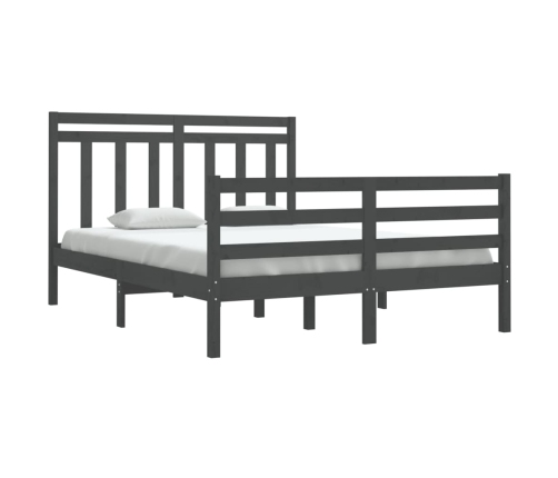 Estructura de cama madera maciza gris doble 135x190 cm