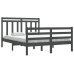 Estructura de cama madera maciza gris doble 135x190 cm