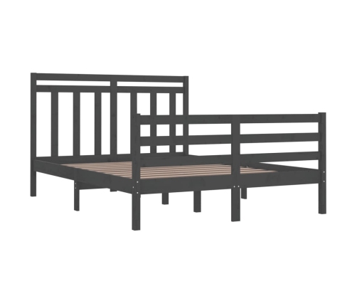 Estructura de cama madera maciza gris doble 135x190 cm