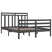 Estructura de cama madera maciza gris doble 135x190 cm