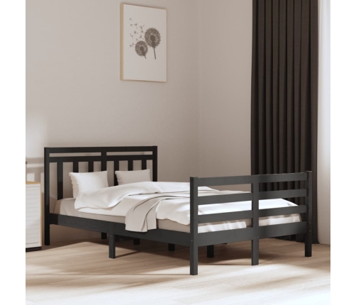 Estructura de cama madera maciza gris doble 135x190 cm