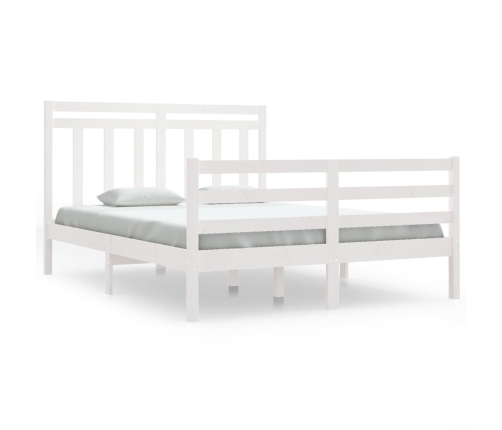 Estructura de cama de madera maciza blanca 140x200 cm