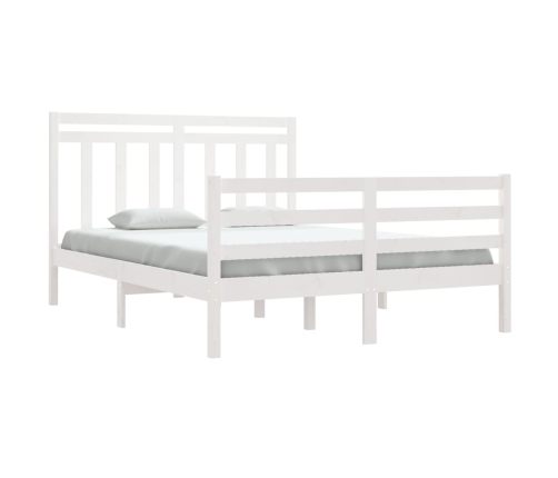 Estructura de cama de madera maciza blanca 140x200 cm