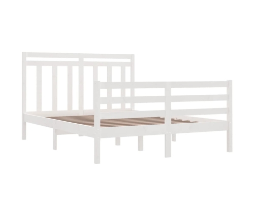 Estructura de cama de madera maciza blanca 140x200 cm