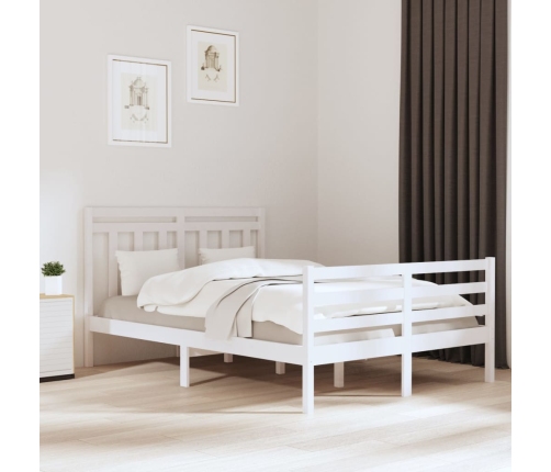 Estructura de cama de madera maciza blanca 140x200 cm