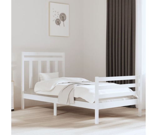 Estructura de cama madera maciza blanca 100x200 cm