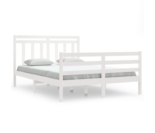 Estructura de cama de madera maciza blanca 140x200 cm