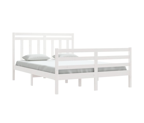 Estructura de cama de madera maciza blanca 140x200 cm