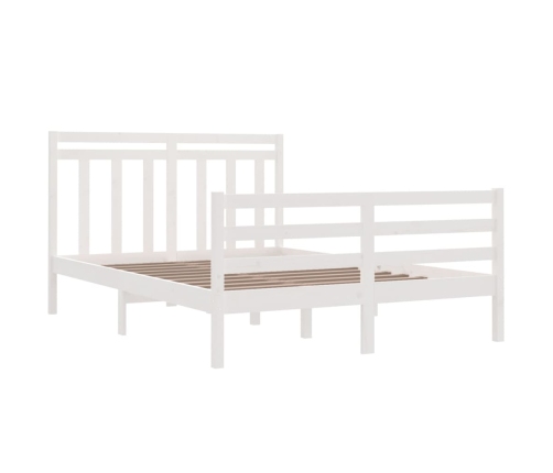 Estructura de cama de madera maciza blanca 140x200 cm