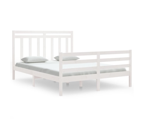 Estructura de cama madera maciza blanca King Size 150x200 cm