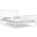 Estructura de cama madera maciza blanca King Size 150x200 cm